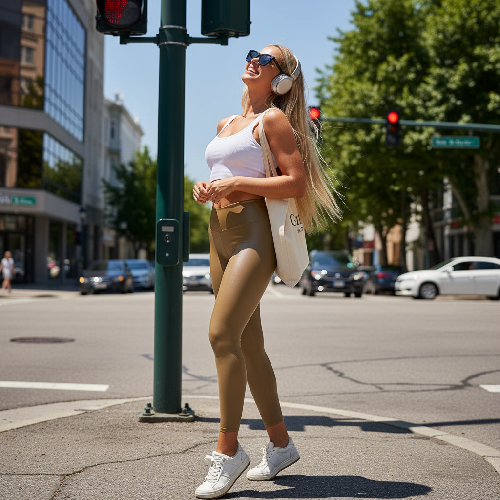 🤎🔮 VENYTH Cosmic Curve – High-Rise Leather Look Leggings – Ladies 🔮🤎™️