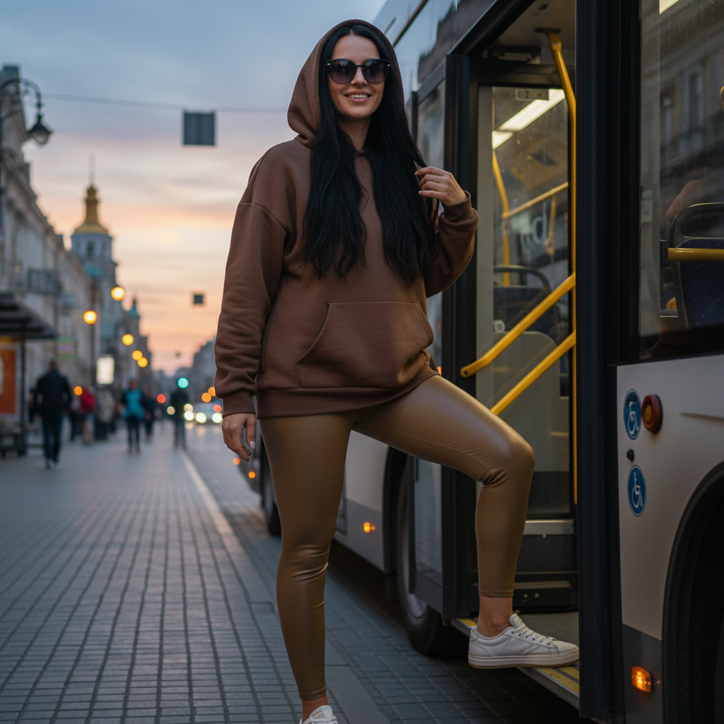 🤎🔮 VENYTH Cosmic Curve – High-Rise Leather Look Leggings – Ladies 🔮🤎™️